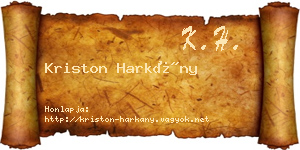 Kriston Harkány névjegykártya